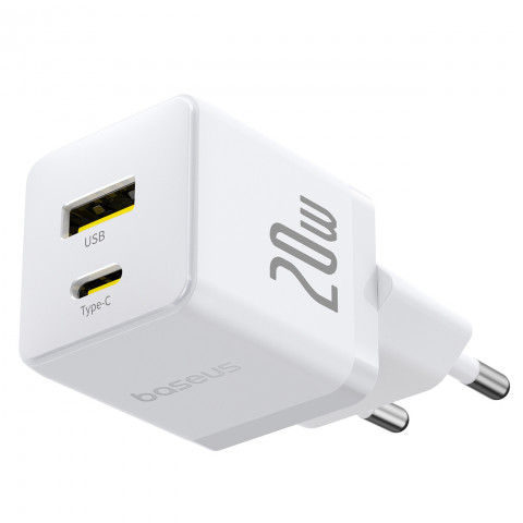 
„Palm“ 20 W USB-C USB-A sieninis įkroviklis – baltas
