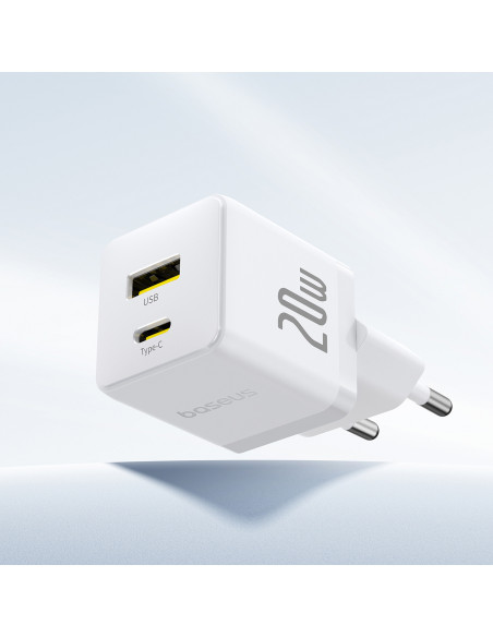 
„Palm“ 20 W USB-C USB-A sieninis įkroviklis – baltas
