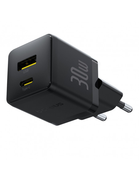 
„Palm“ 30 W USB-C USB-A sieninis įkroviklis – juodas
