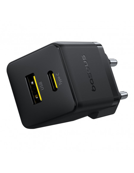 
„Palm“ 30 W USB-C USB-A sieninis įkroviklis – juodas
