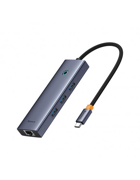 
4in1 šakotuvo adapteris USB-C USB-A RJ45 - pilkas
