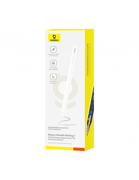 
„Smooth Writing 3“ aktyvus rašiklis su rašymo kampo aptikimu, USB-C – baltas

