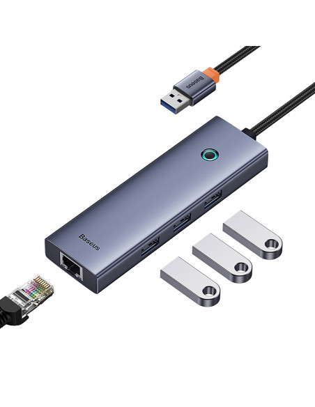 
4in1 šakotuvas USB-A RJ45 adapteris - pilkas
