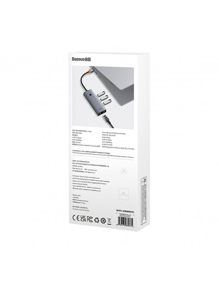 
4in1 šakotuvas USB-A RJ45 adapteris - pilkas
