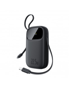 
20000mAh 22,5W nešiojama baterija su ekranu, USB-C, iPhone Lightning laidais – juoda
