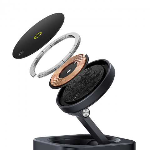 
7in1 šakotuvas su belaidžiu įkrovikliu HDMI USB-A USB-C SD TF MagSafe 15W - juodas
