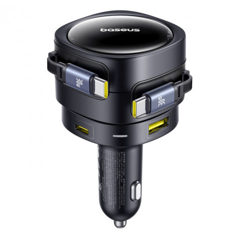 
Automobilinis įkroviklis su ištraukiamais laidais USB-C USB-A 90W
