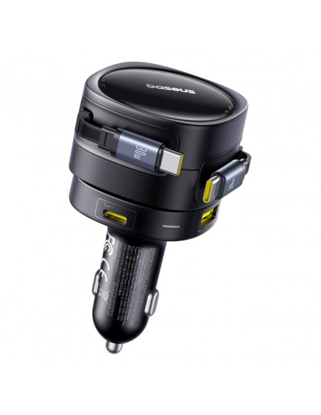 
Automobilinis įkroviklis su ištraukiamais laidais USB-C USB-A 90W
