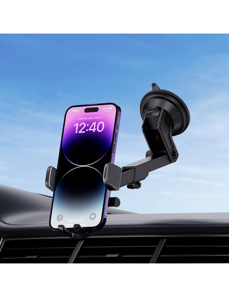 
Automobilinis laikiklis su siurbtuku ir grotelių kabliuku 5,4–7,2 colio telefonams
