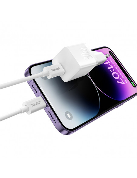 
GaN5 USB-C 30W mini sieninis įkroviklis – baltas
