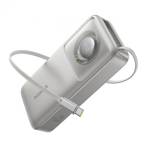 
20000mAh 65W nešiojama baterija su ištraukiamu USB-C laidu – pilka
