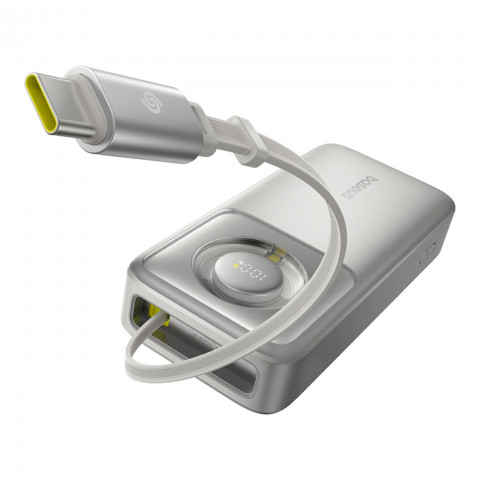 
20000mAh 65W nešiojama baterija su ištraukiamu USB-C laidu – pilka
