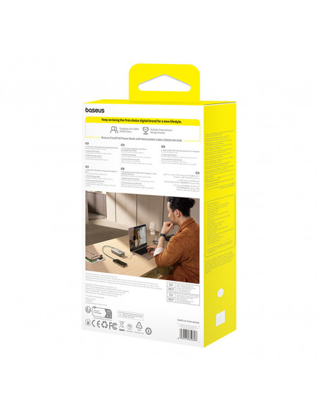 
20000mAh 65W nešiojama baterija su ištraukiamu USB-C laidu – pilka
