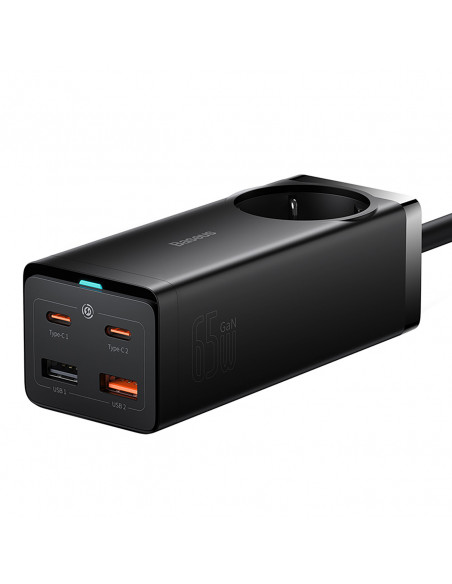
GaN3 USB-C USB-A prailginimo įkrovimo stotelė, ES lizdas, su USB-C laidu, 100 W, 1 m
