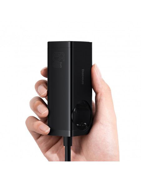 
GaN3 USB-C USB-A prailginimo įkrovimo stotelė, ES lizdas, su USB-C laidu, 100 W, 1 m
