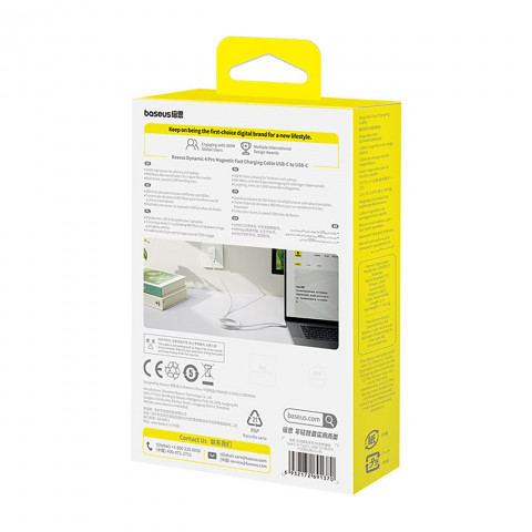 
USB-C 100W 1m pintas magnetinis kabelis – baltas
