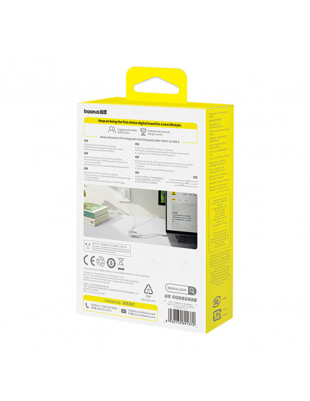 
USB-C 100W 1m pintas magnetinis kabelis – baltas
