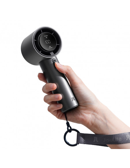 
Nešiojamas metalinis mini ventiliatorius su USB-C 5000mAh ventiliatoriumi – tamsiai pilkas
