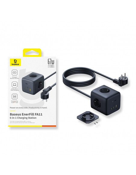 
Maitinimo blokas, kubinis, USB-A, USB-C, lizdas EU, 67W, 1,5 m
