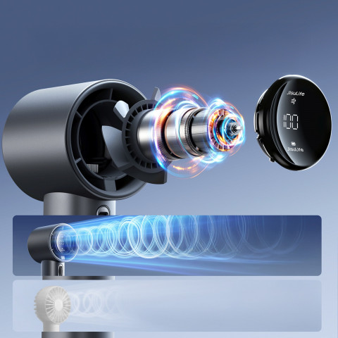 
Nešiojamas metalinis mini ventiliatorius su USB-C 5000mAh ventiliatoriumi – tamsiai pilkas
