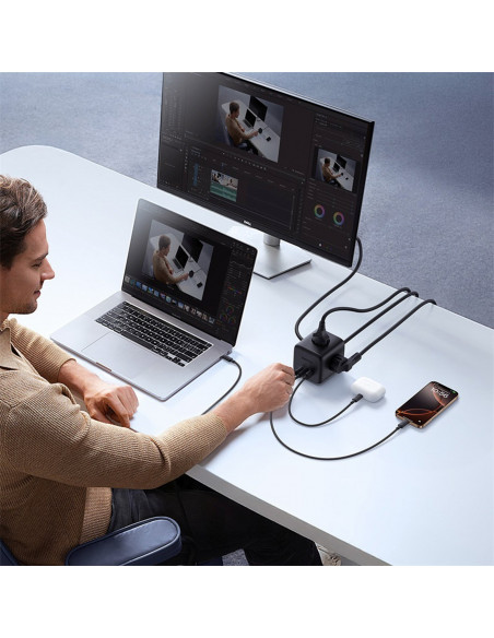 
Maitinimo blokas, kubinis, USB-A, USB-C, lizdas EU, 67W, 1,5 m
