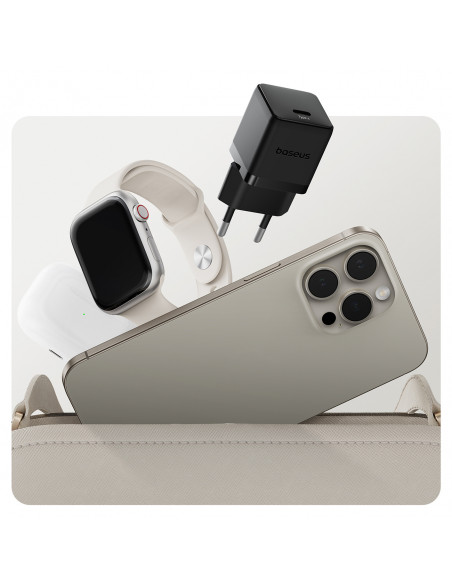 
„Palm“ 20 W USB-C sieninis įkroviklis – juodas
