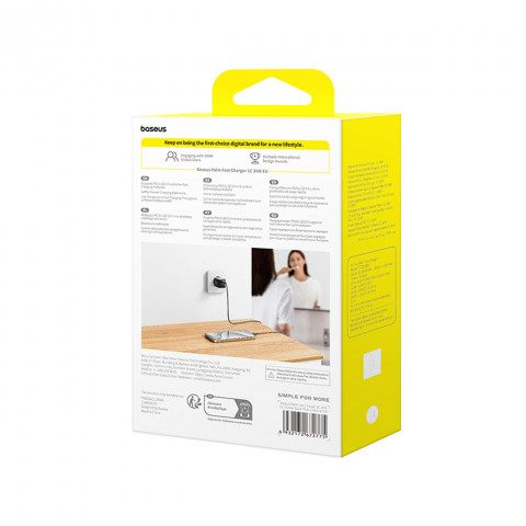 
„Palm“ 30 W USB-C sieninis įkroviklis – juodas
