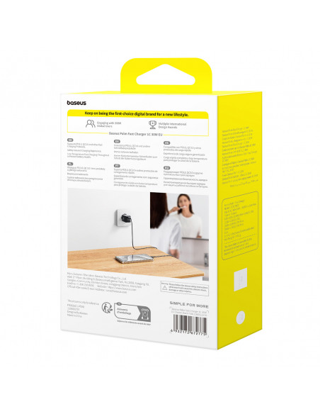 
„Palm“ 30 W USB-C sieninis įkroviklis – baltas
