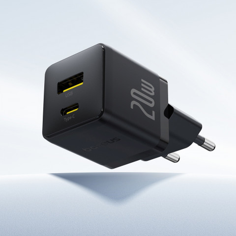
„Palm“ 20 W USB-C USB-A sieninis įkroviklis – juodas
