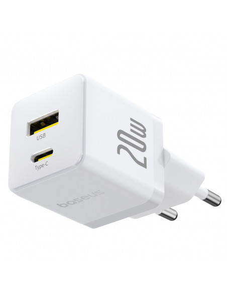
„Palm“ 20 W USB-C USB-A sieninis įkroviklis – baltas
