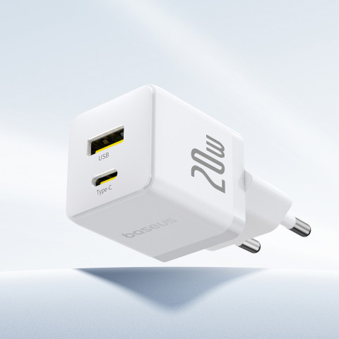 
„Palm“ 20 W USB-C USB-A sieninis įkroviklis – baltas

