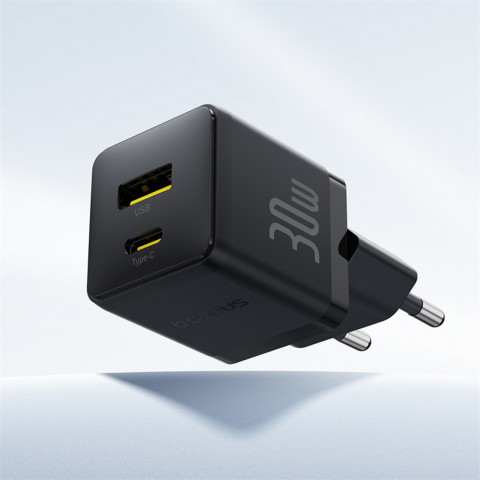 
„Palm“ 30 W USB-C USB-A sieninis įkroviklis – juodas

