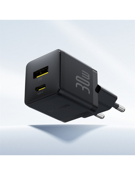 
„Palm“ 30 W USB-C USB-A sieninis įkroviklis – juodas
