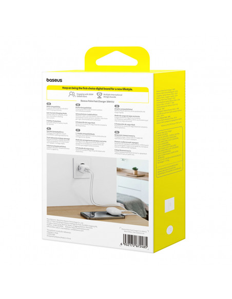 
„Palm“ 30 W USB-C USB-A sieninis įkroviklis – baltas
