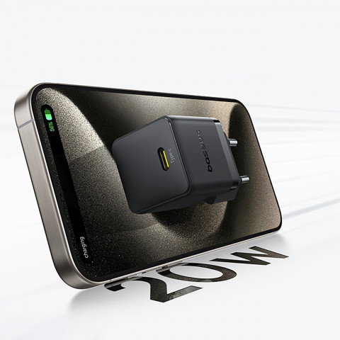 
„Palm 1C“ 20 W sieninis įkroviklis su 60 W 1 m USB-C laidu – juodas
