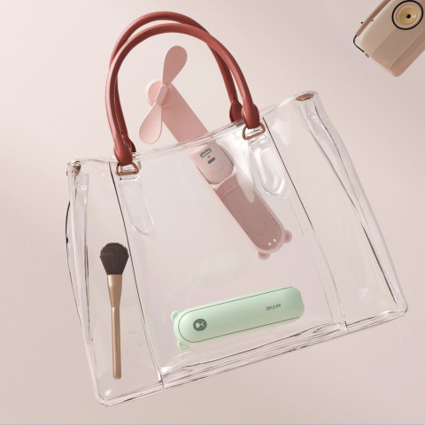 
Nešiojamas mini ventiliatorius su USB-A ir USB-C žibintuvėliu, 4500 mAh – žalias
