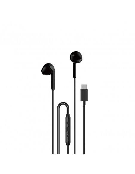 
USB-C laidinės į ausis įdedamos ausinės, 1,2 m ilgio – juodos
