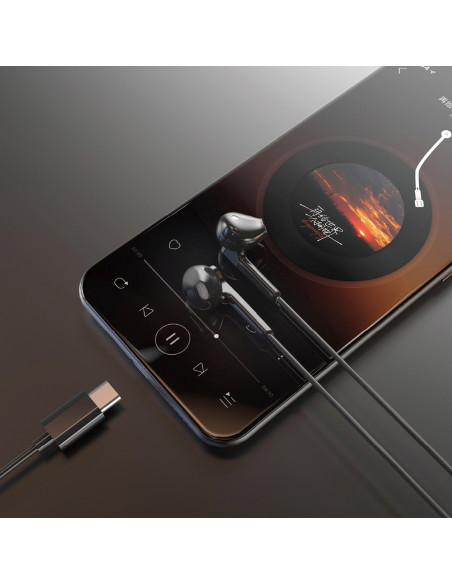 
USB-C laidinės į ausis įdedamos ausinės, 1,2 m ilgio – juodos
