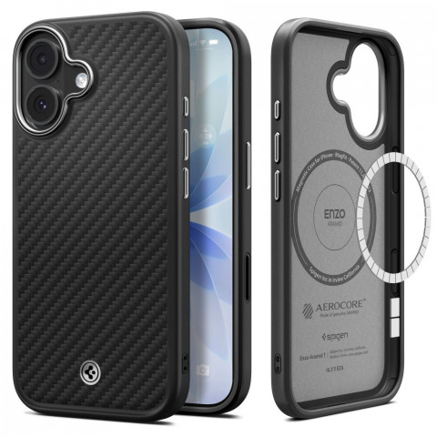 
„iPhone 17 MagSafe“ dėklas – juodas ir sidabrinis
