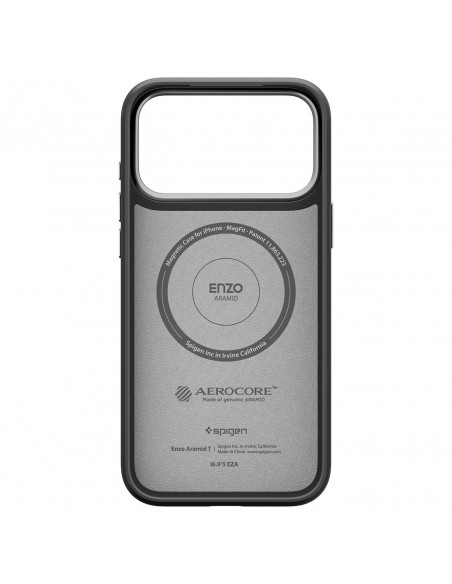 
„iPhone 17 Pro MagSafe“ dėklas – juodas ir sidabrinis
