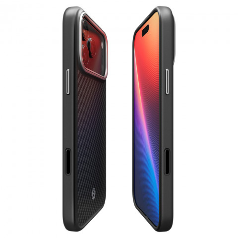 
„iPhone 17 Pro MagSafe“ dėklas – juodas ir sidabrinis
