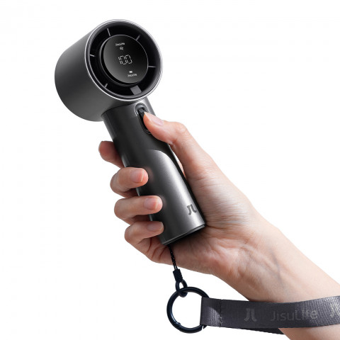 
Nešiojamas metalinis mini ventiliatorius su USB-C 5000mAh ventiliatoriumi – tamsiai pilkas
