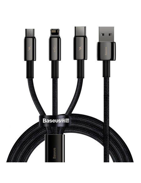 Kabelis 3in1 USB USB-C iPhone Lightning microUSB 3.5 A 1.5 m juodas Kabelis 3in1 USB USB-C iPhone Lightning microUSB 3.5 A 1.5 m juodas