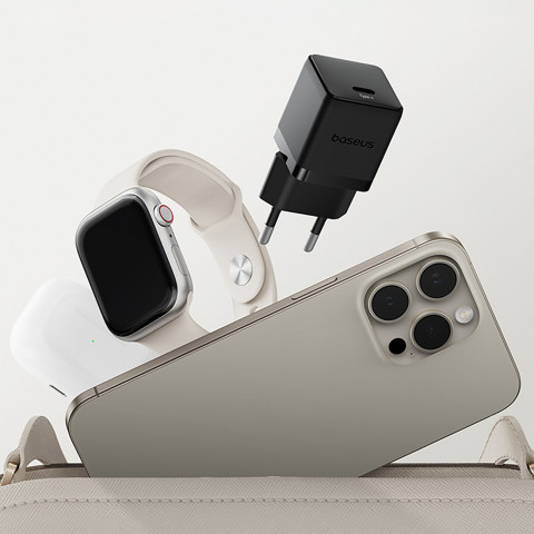 
„Palm 1C“ 20 W sieninis įkroviklis su 60 W 1 m USB-C laidu – juodas
