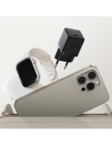 
„Palm 1C“ 20 W sieninis įkroviklis su 60 W 1 m USB-C laidu – juodas
