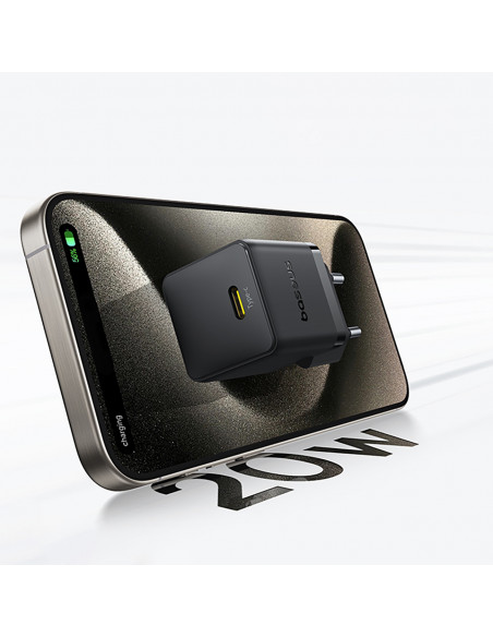 
„Palm 1C“ 20 W sieninis įkroviklis su 60 W 1 m USB-C laidu – juodas
