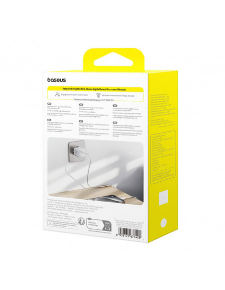 
„Palm 1C“ 20 W sieninis įkroviklis su 60 W 1 m USB-C laidu – baltas
