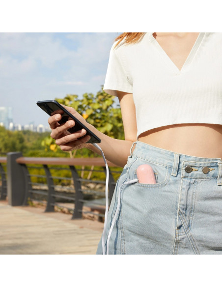 
Nešiojamas mini ventiliatorius su USB-A ir USB-C žibintuvėliu, 4500 mAh, rožinis
