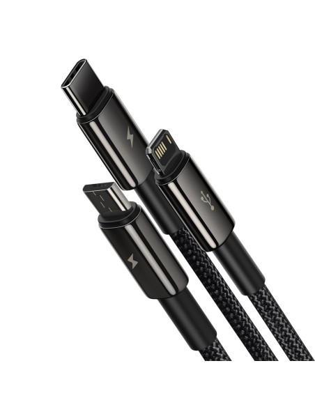 Kabelis 3in1 USB USB-C iPhone Lightning microUSB 3.5 A 1.5 m juodas Kabelis 3in1 USB USB-C iPhone Lightning microUSB 3.5 A 1.5 m juodas