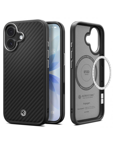 
„iPhone 17 MagSafe“ dėklas – juodas ir sidabrinis
